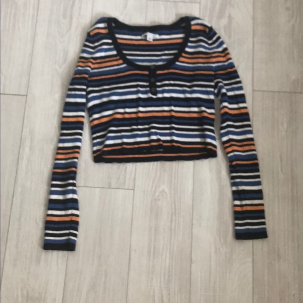 Ae cropped ribbed stripe sweater